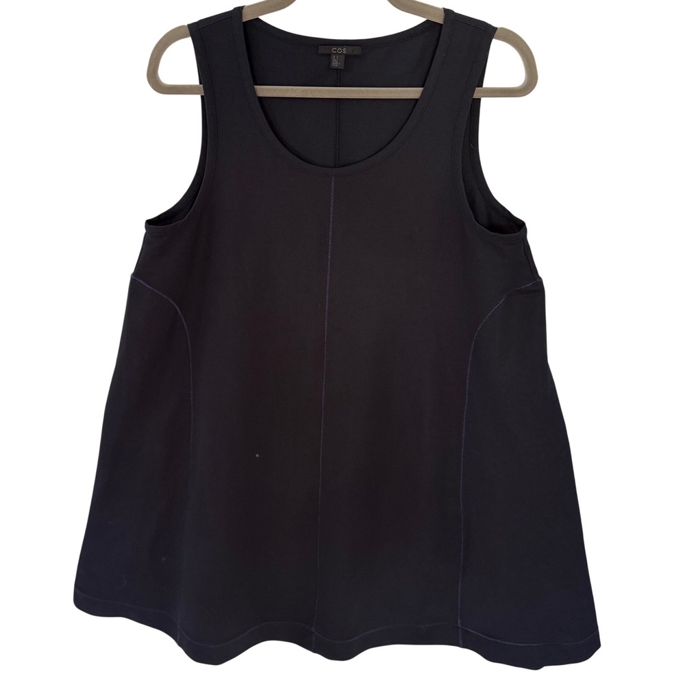 COS Sleeveless A-Line Black Dress Women's M Cotton Stretch Made in Portugal‎